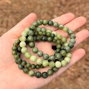 NEW! Green Jade Beaded Stretch Bracelet